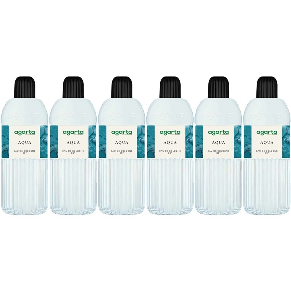 Agarta Kolonya 400 ML Aqua 80 Derece Pet Şişe (6 Lı Set)