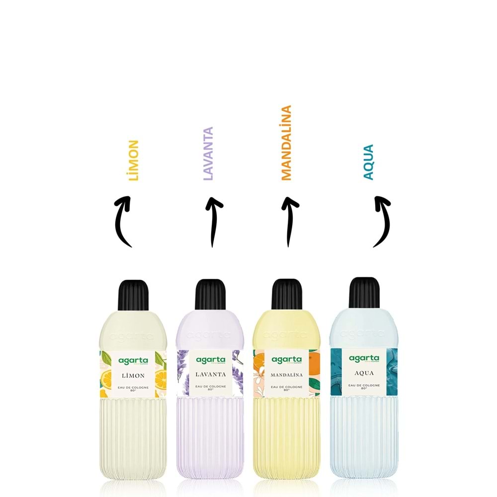 Agarta Kolonya 400 ML Limon 80 Derece Pet Şişe (6 Lı Set)