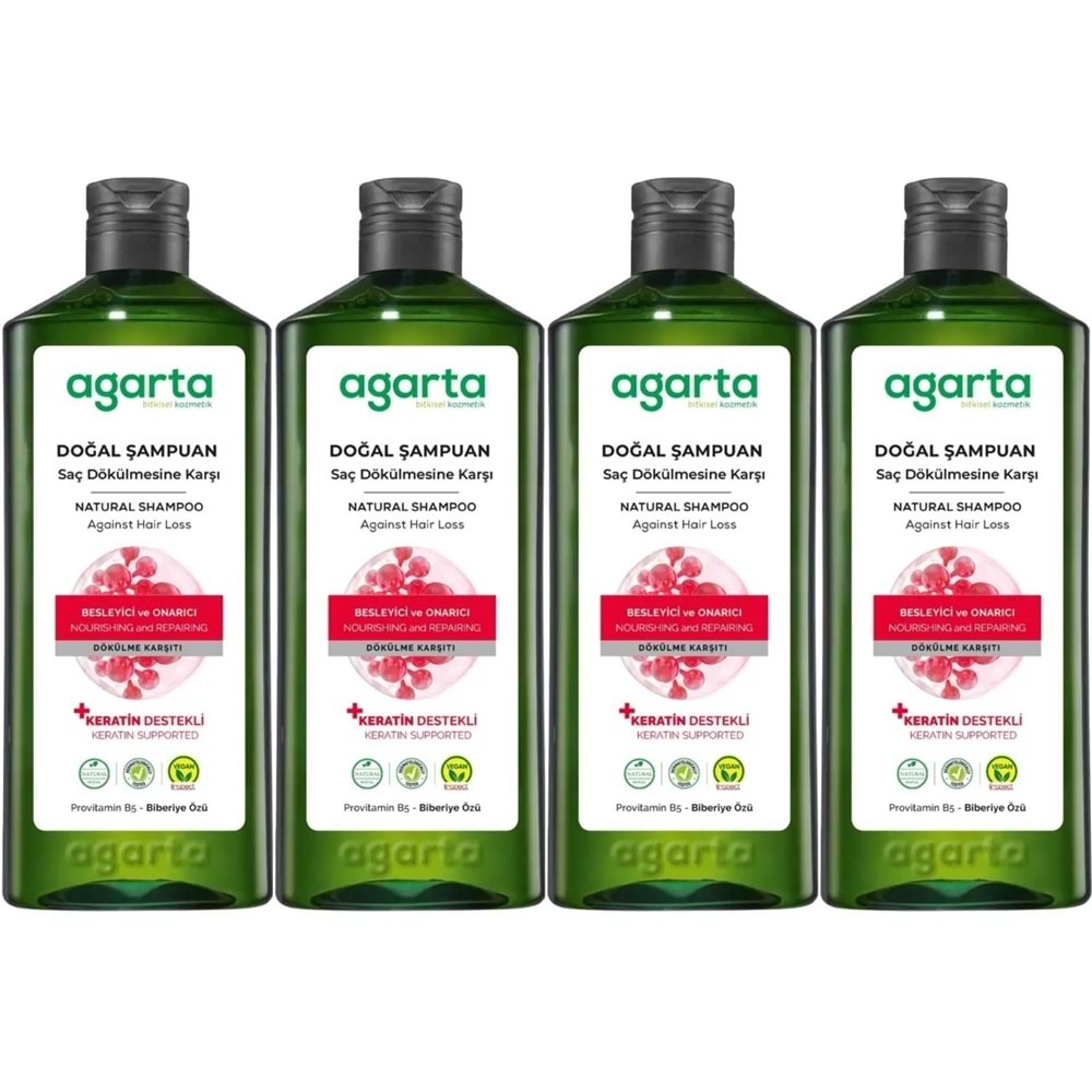 Agarta Doğal Şampuan 400 ML Saç Dökülmesine Karşı Çözüm (4 Lü Set)
