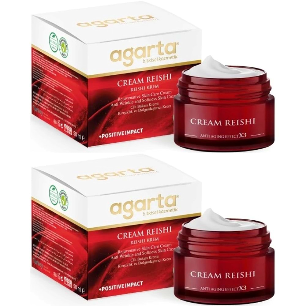 Agarta Doğal Yaşlanma Karşıtı Reishi Kremi 50 ML (Kırışıklık - Dolgunlaştırıcı) (2 Li Set)