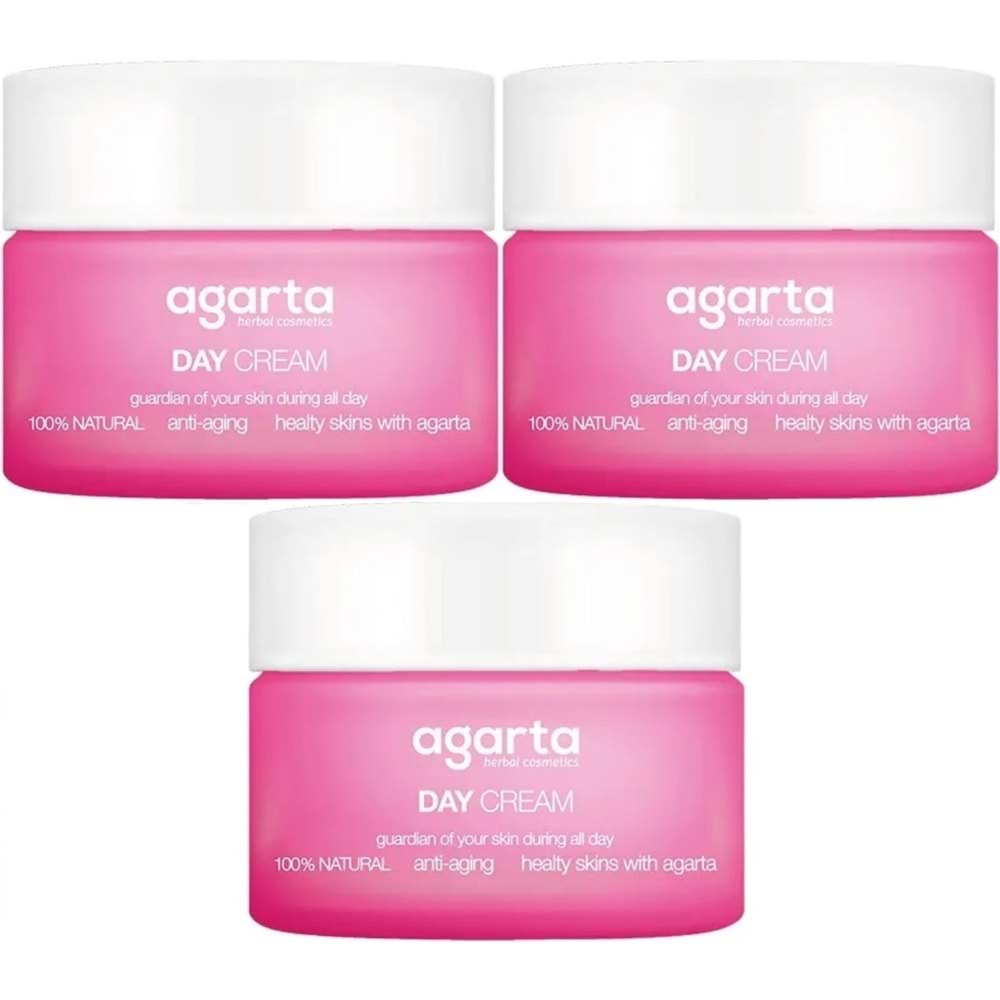 Agarta Doğal Nemlendirici Su Bazlı Gündüz Kremi 50 ML (3 Lü Set)