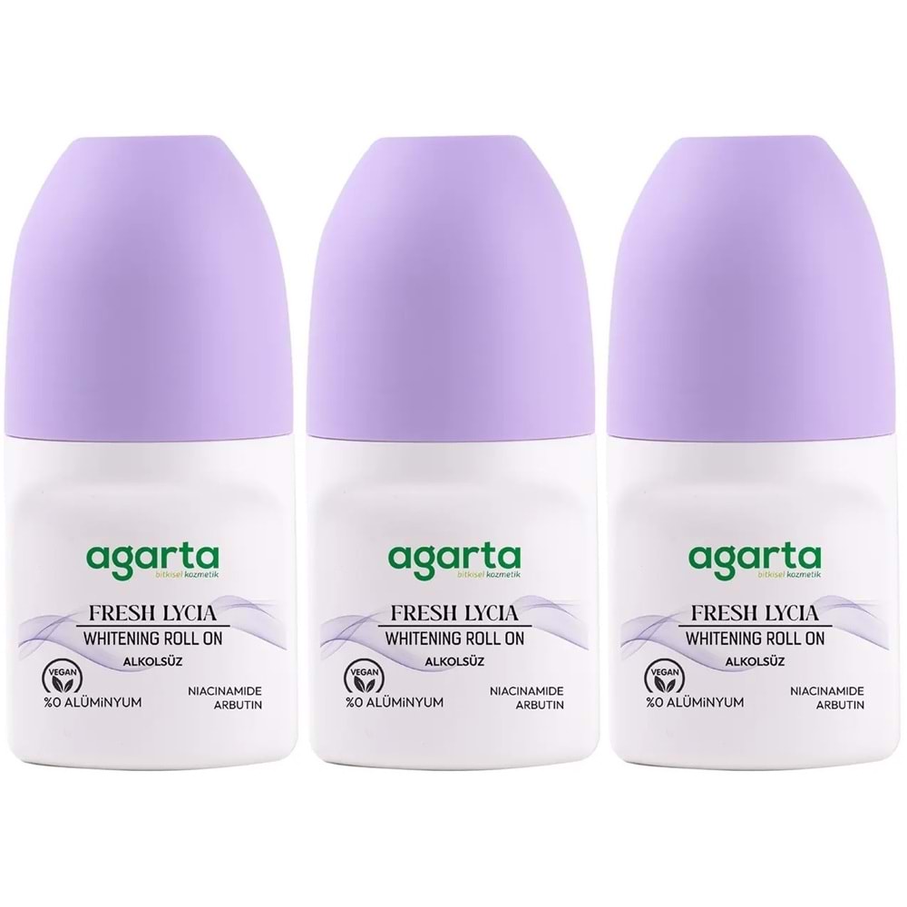 Agarta Roll-On Kadın 50 ML Fresh Lycıa Sensatıon (24 Saat Etkili Ter Kokusu Önleyici) (3 Lü Set)