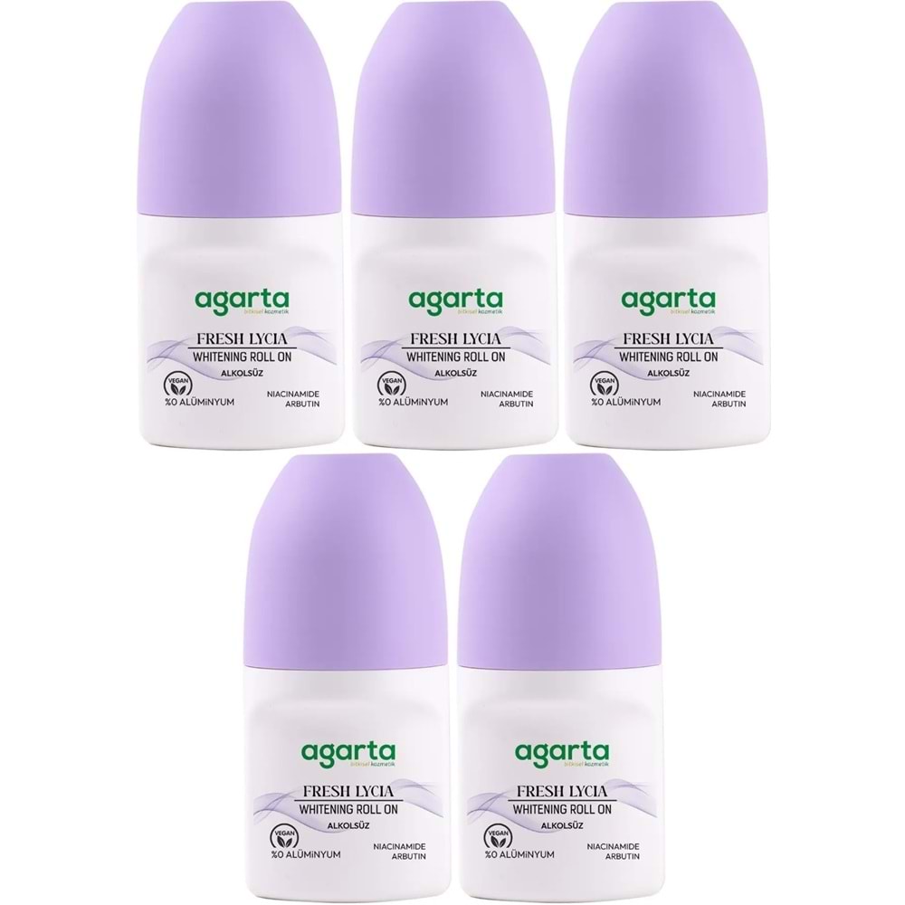 Agarta Roll-On Kadın 50 ML Fresh Lycıa Sensatıon (24 Saat Etkili Ter Kokusu Önleyici) (5 Li Set)