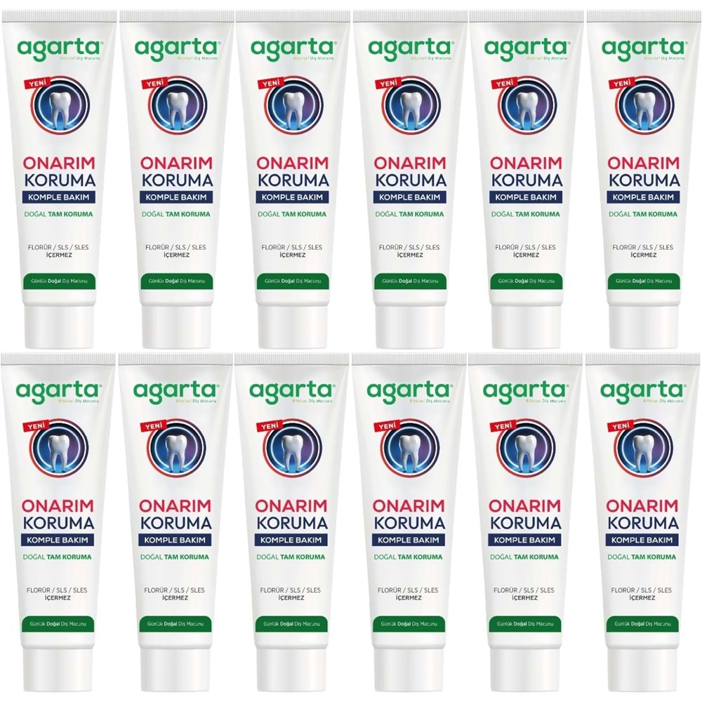 Agarta Doğal Tam koruma Diş Macunu 90 ML Onarım & Koruma (12 Li Set)