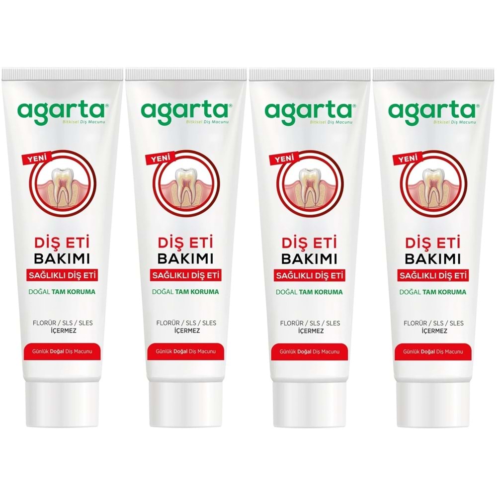 Agarta Doğal Tam koruma Diş Macunu 90 ML Diş Eti Bakımı & Plak Karşıtı (4 Lü Set)
