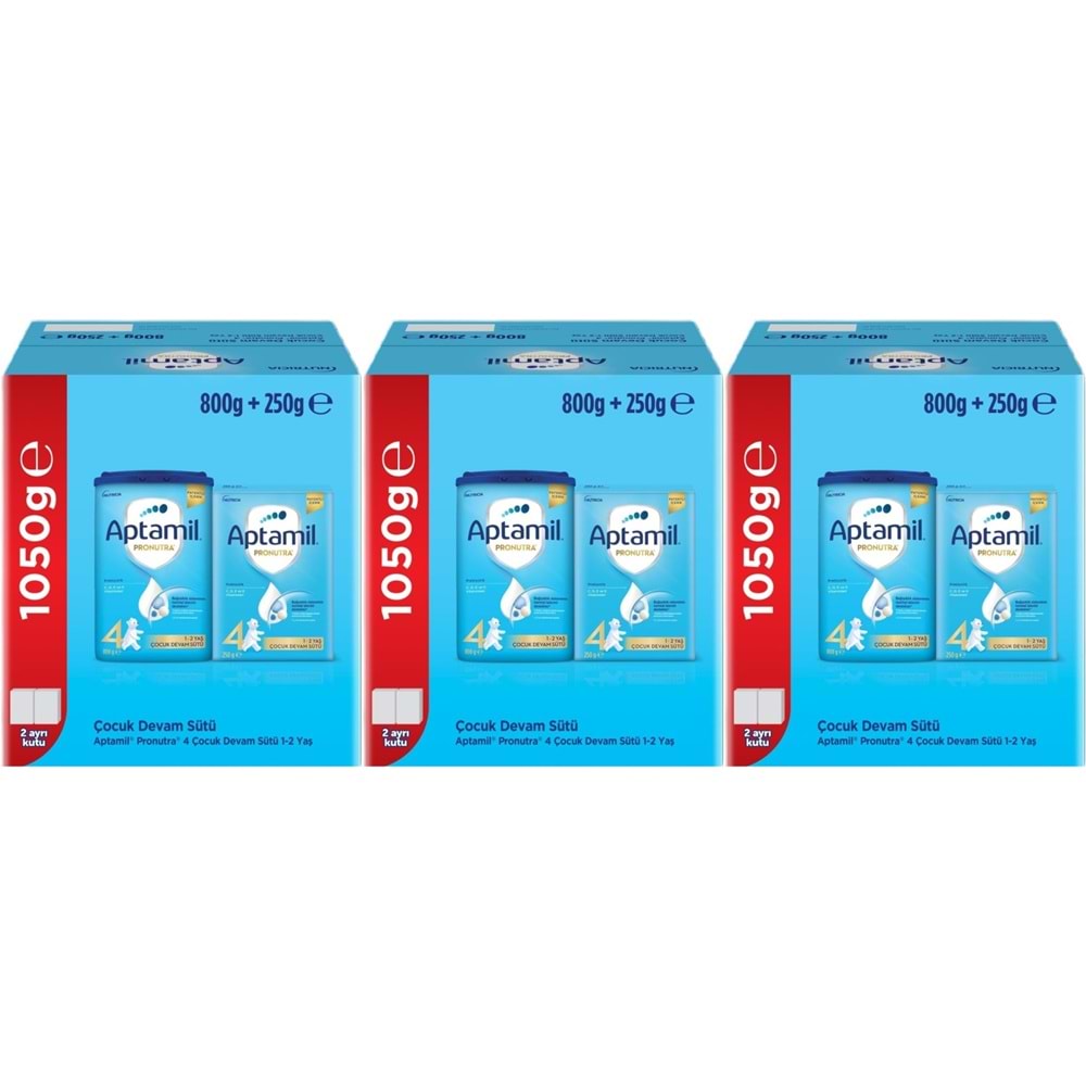 Nutrıcıa Aptamil Pronutra 800GR+250GR Toplam: 1050GR Devam Sütü No:4 (1 Yaş ve Üzeri) (3 Lü Set)