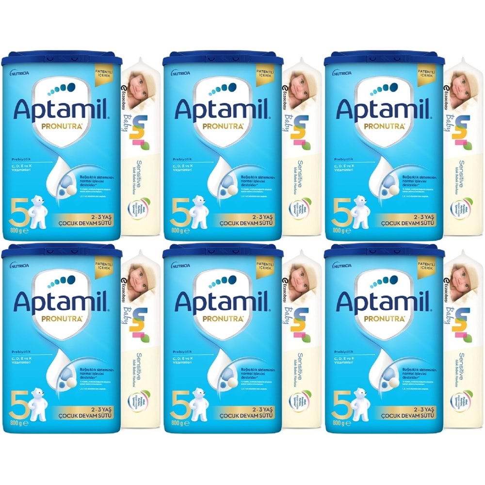 Nutrıcıa Aptamil Pronutra 800GR Devam Sütü No:5 (2-3 Yaş) + Islak Mendil Hediye (6 Lı Set)