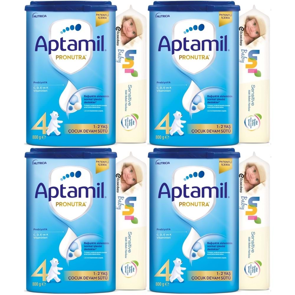 Nutrıcıa Aptamil Pronutra 800GR Devam Sütü No:4 (1-2 Yaş) + Islak Mendil Hediye (4 Lü Set)