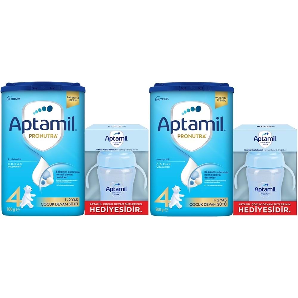 Nutrıcıa Aptamil Pronutra 800GR Devam Sütü No:4 (1-2 Yaş) + Suluk Hediye (2 Li Set)