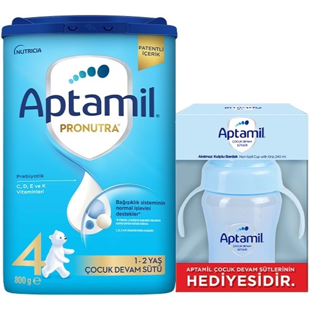 Nutrıcıa Aptamil Pronutra 800GR Devam Sütü No:4 (1-2 Yaş) + Suluk Hediye (5 Li Set)