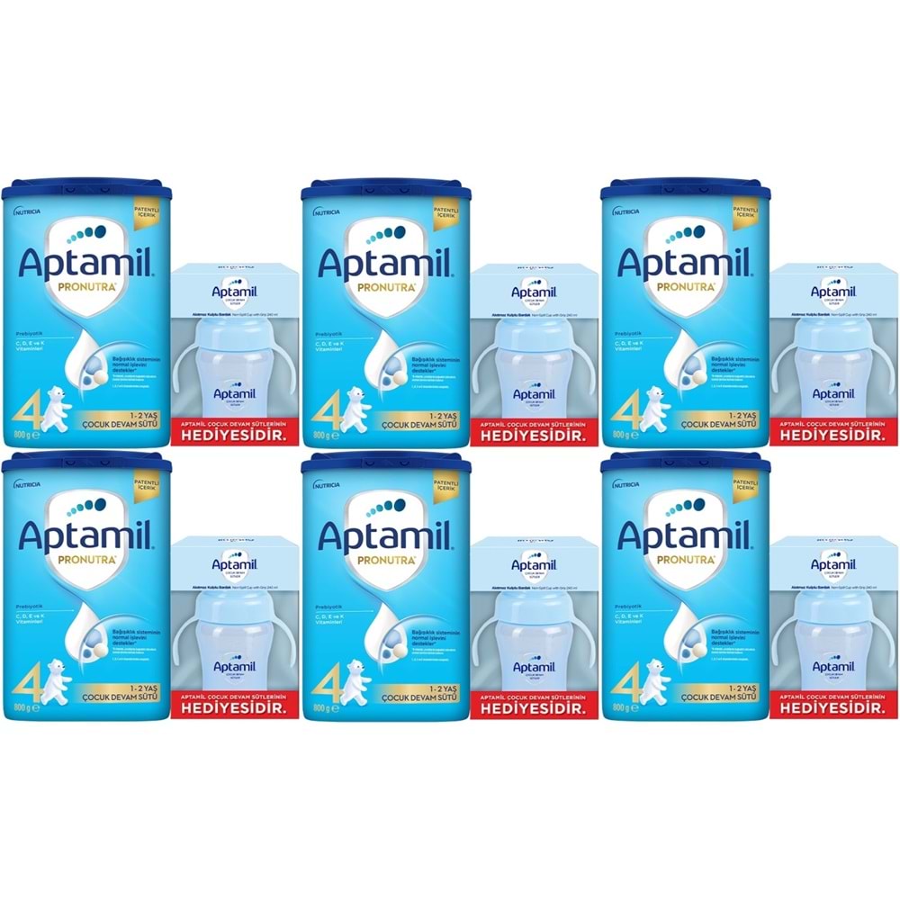 Nutrıcıa Aptamil Pronutra 800GR Devam Sütü No:4 (1-2 Yaş) + Suluk Hediye (6 Lı Set)