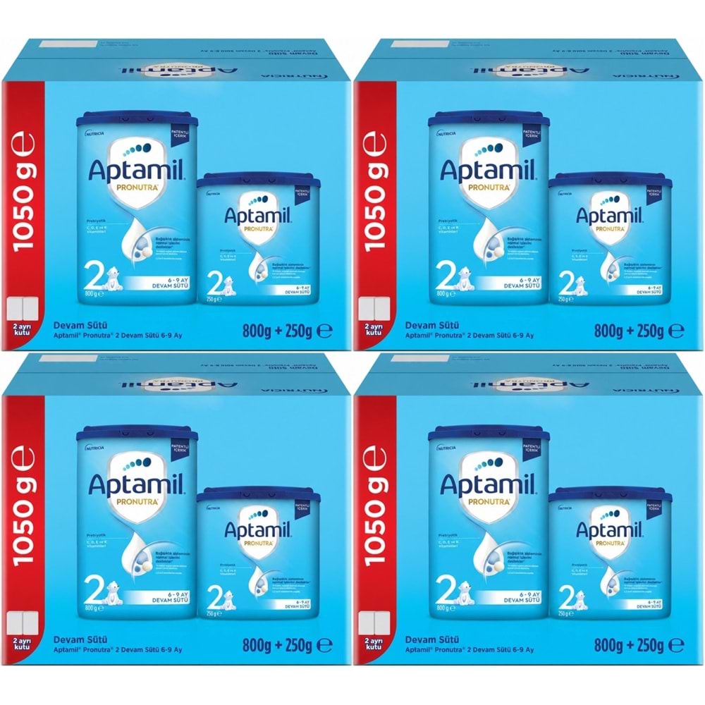 Nutrıcıa Aptamil Pronutra 1050GR (800+250GR) Devam Sütü No:2 (6-9 Ay) Avantaj Pk (4 Lü Set)