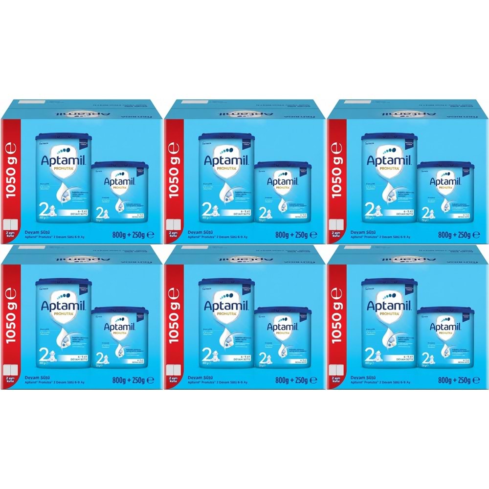 Nutrıcıa Aptamil Pronutra 1050GR (800+250GR) Devam Sütü No:2 (6-9 Ay) Avantaj Pk (6 Lı Set)