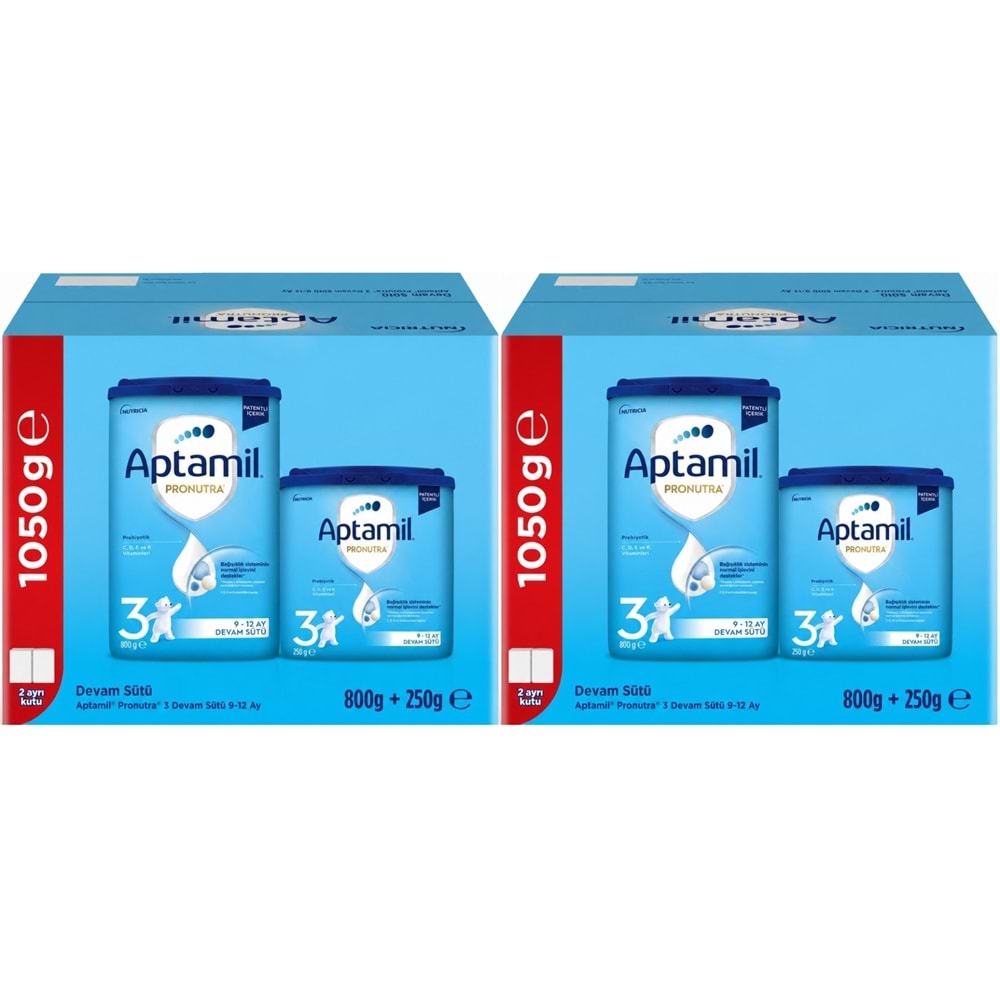 Nutrıcıa Aptamil Pronutra 1050GR (800+250GR) Devam Sütü No:3 (9-12 Ay) Avantaj Pk (2 Li Set)