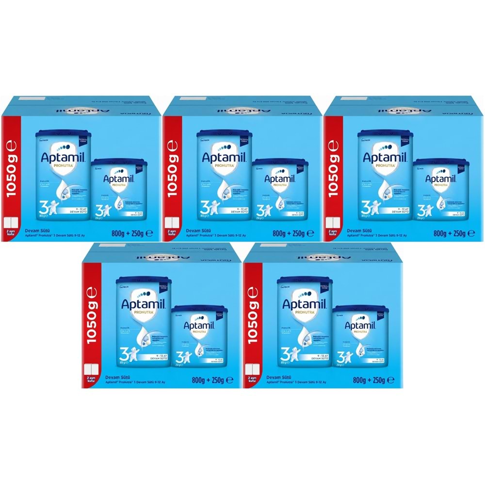 Nutrıcıa Aptamil Pronutra 1050GR (800+250GR) Devam Sütü No:3 (9-12 Ay) Avantaj Pk (5 Li Set)