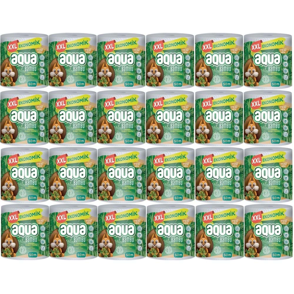 Aqua Kağıt Havlu 3 Katlı Jumbo Paket XXL Bambu (24 Lü Set) 1200 Metre (24PK*50MT)