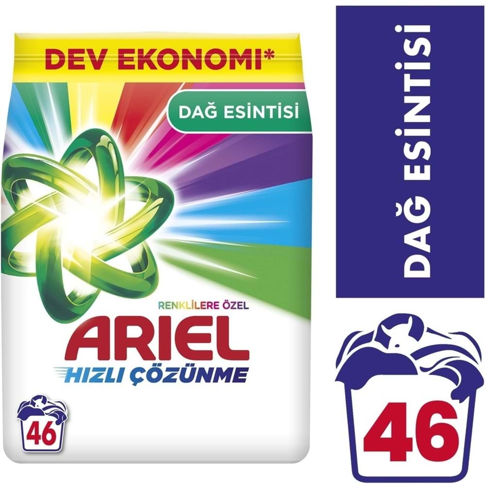 Ariel Matik Toz Çamaşır Deterjanı 28KG Renklilere Özel/Dağ Esintisi (184 Yıkama) (4PK*7KG)