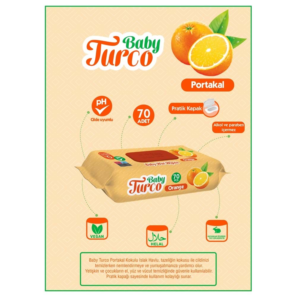 Baby Turco Islak Havlu Mendil 70 Yaprak Karma 16 Lı Set (Leylak-Lavanta-Limon-Portakal) Plst Kapak