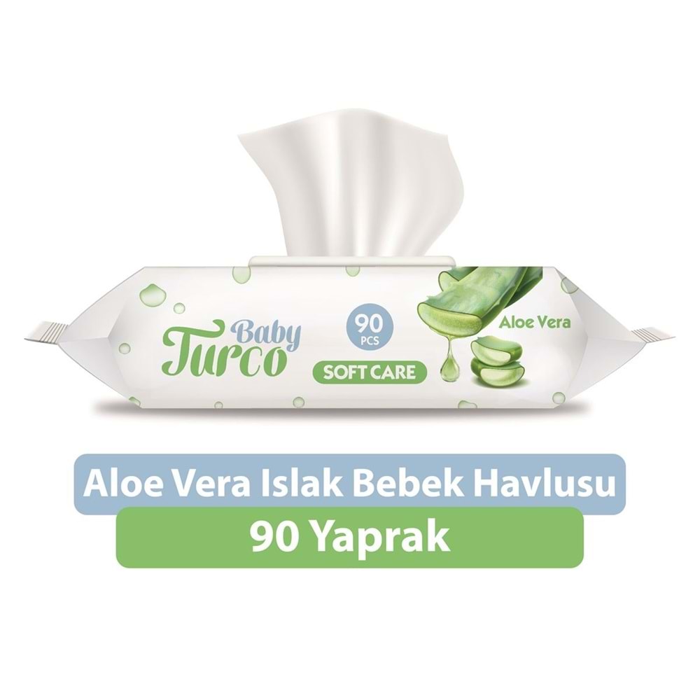 Baby Turco Islak Havlu Mendil Soft Care Aloe Vera 90 Yaprak (30 Lu Set) (10PK*3) 2700 Yaprak