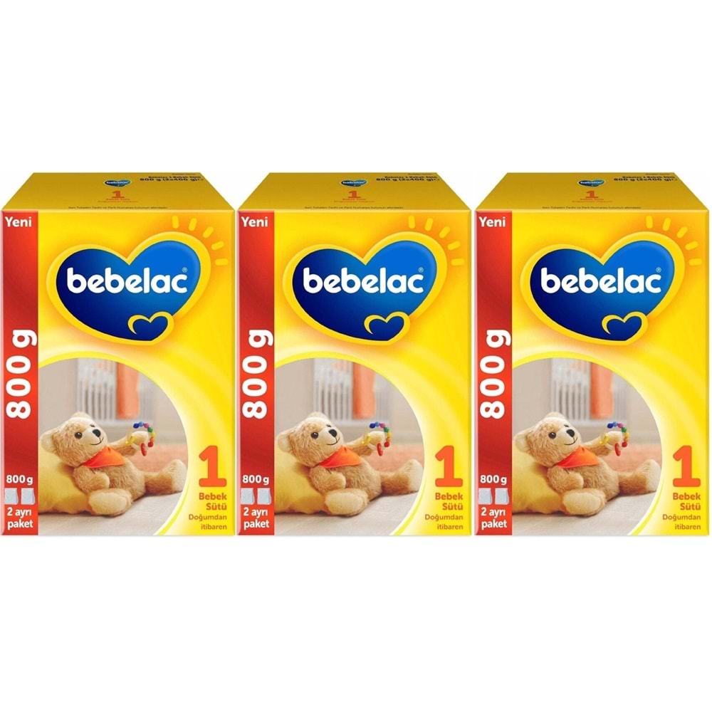 Bebelac 800GR Bebek Sütü No:1 (0-6 Ay) Doğumdan İtibaren (3 Lü Set)