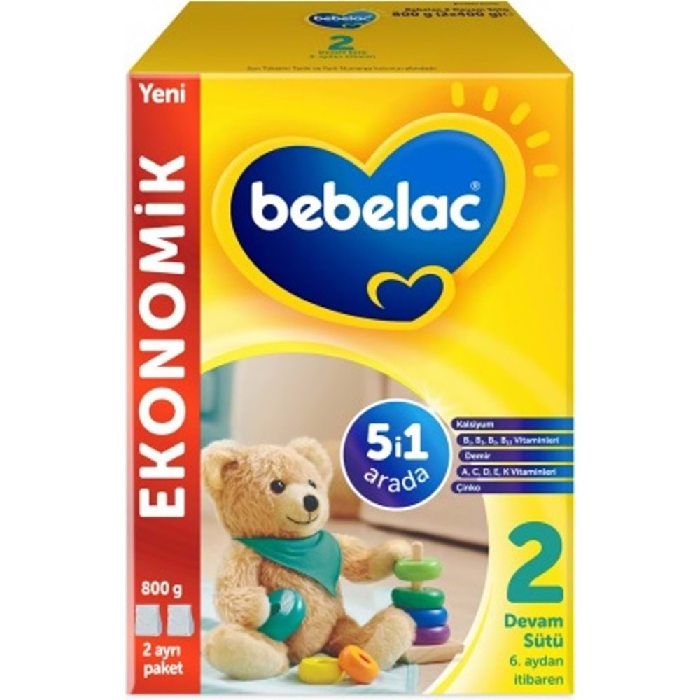 Bebelac 800GR No:2 Devam Sütü (6-12 Ay) (5 Li Set)