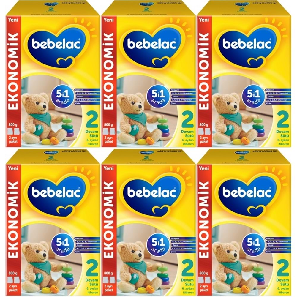 Bebelac 800GR No:2 Devam Sütü (6-12 Ay) (6 Lı Set)