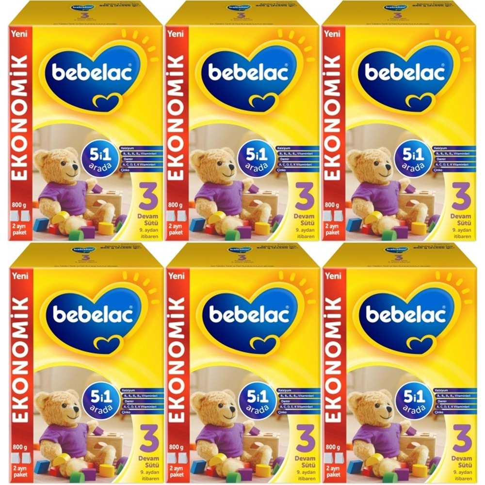 Bebelac 800GR No:3 Devam Sütü (9-12 Ay) (6 Lı Set)