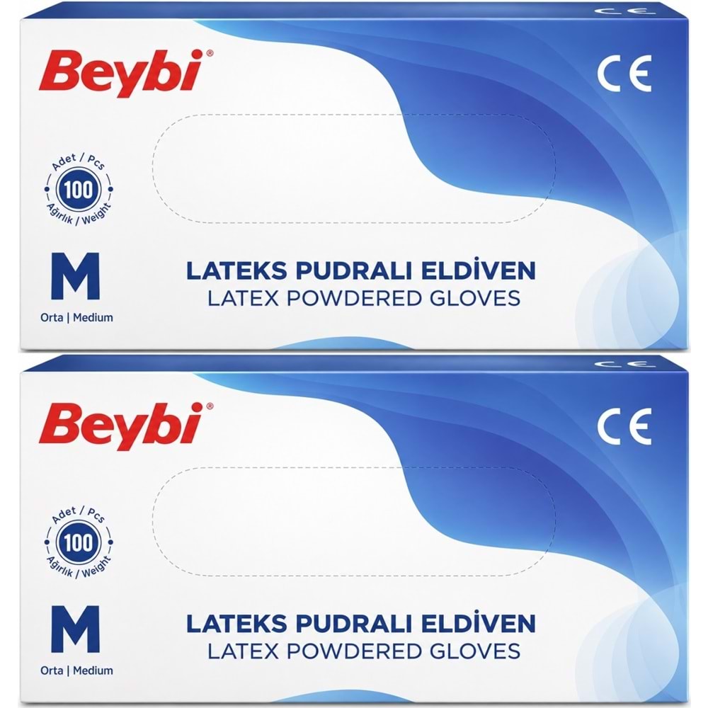 Beybi Lateks Pudralı Muayene Eldiveni M - Medium - Orta 200 Lü Set