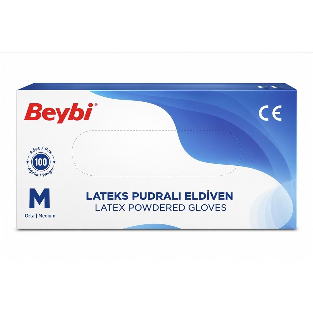 Beybi Lateks Pudralı Muayene Eldiveni M - Medium - Orta 400 Lü Set