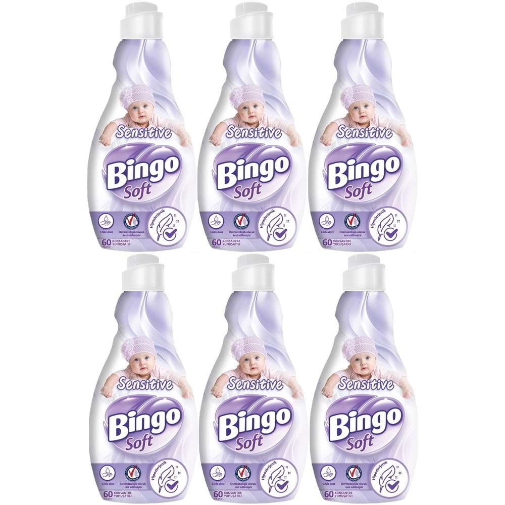 Bingo Soft Çamaşır Yumuşatıcı Konsantre 1440ML Sensitive (Hipoalerjenik) (6 Lı Set)
