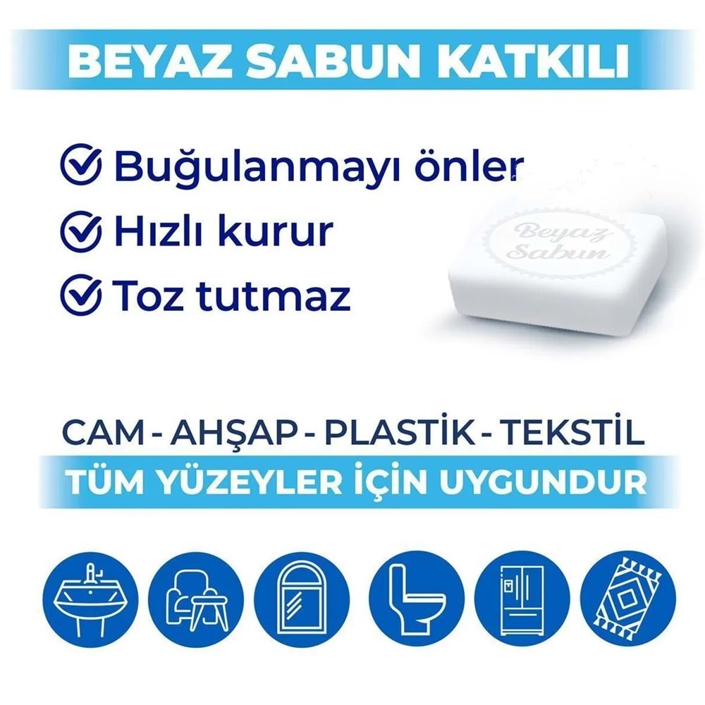 Bingo Clean Yüzey Temizlik Havlusu 96 Yaprak Beyaz Sabun Plastik Kapaklı (9 Lu Set) 864 Yaprak