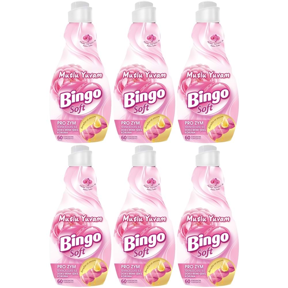 Bingo Soft Çamaşır Yumuşatıcı Konsantre 1440ML Mutlu Yuvam (6 Lı Set)