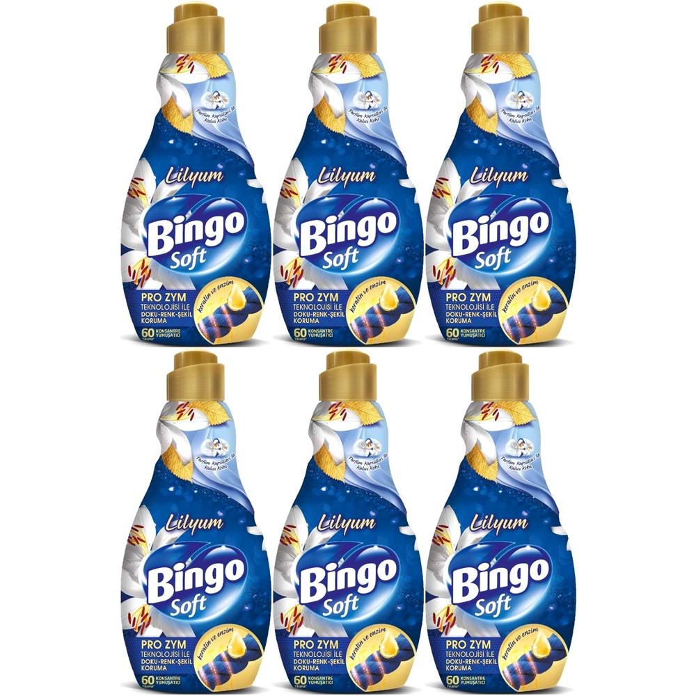 Bingo Soft Çamaşır Yumuşatıcı Konsantre 1440ML Lilyum (6 Lı Set)