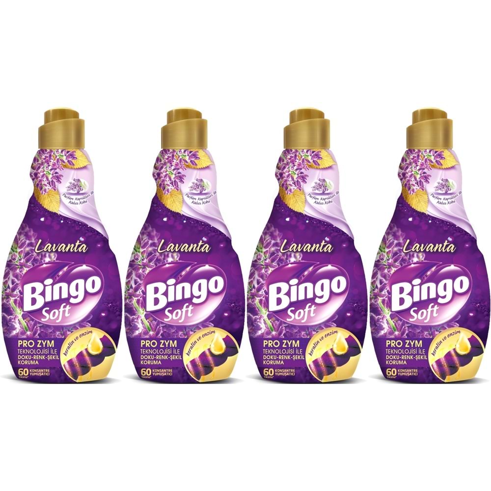 Bingo Soft Çamaşır Yumuşatıcı Konsantre 1440ML Lavanta (4 Lü Set)