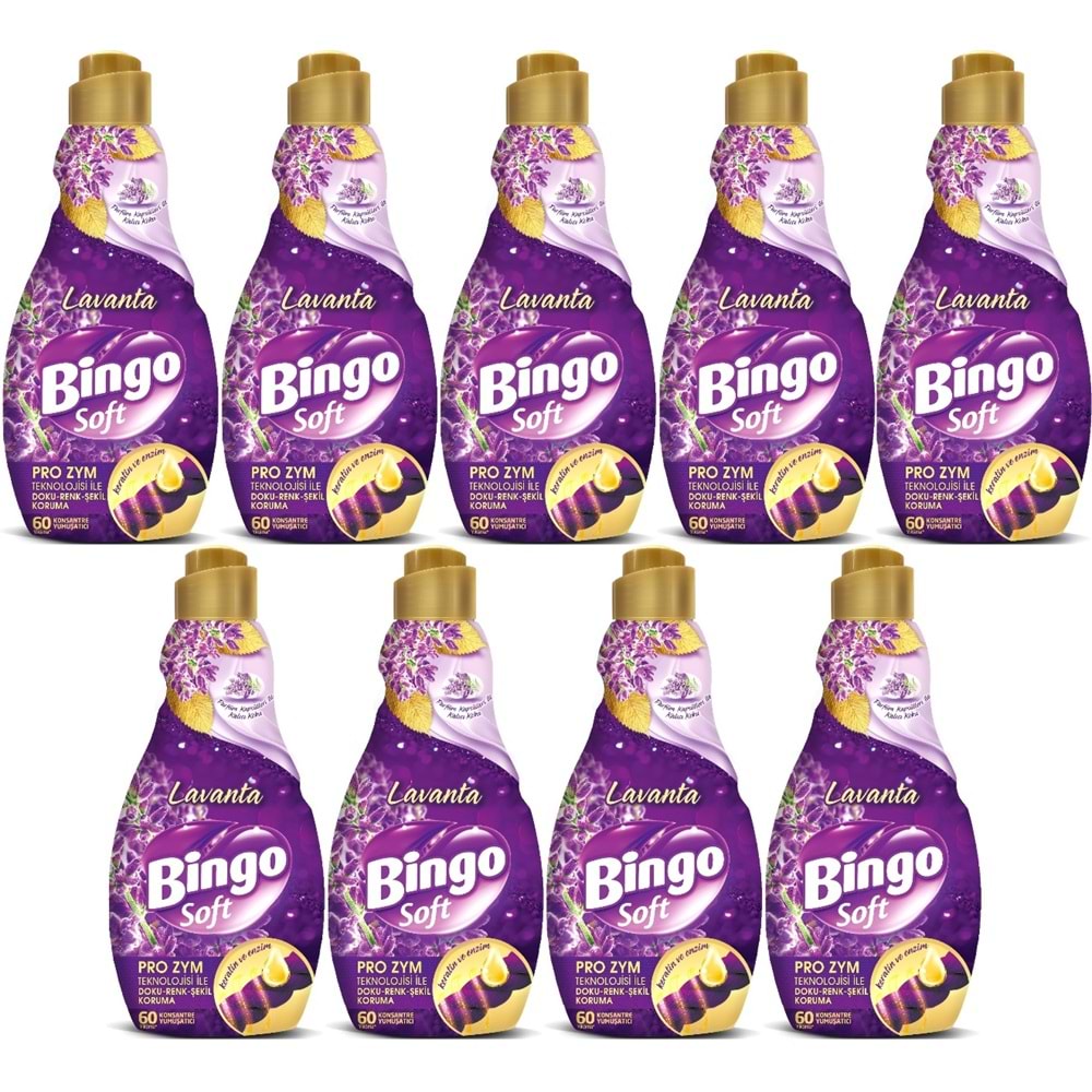 Bingo Soft Çamaşır Yumuşatıcı Konsantre 1440ML Lavanta (9 Lu Set)