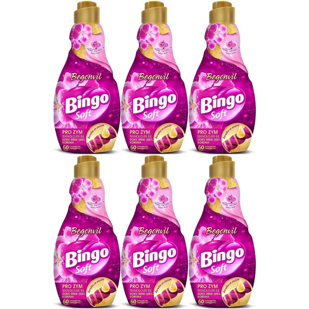 Bingo Soft Çamaşır Yumuşatıcı Konsantre 1440ML Begonvil (6 Lı Set)