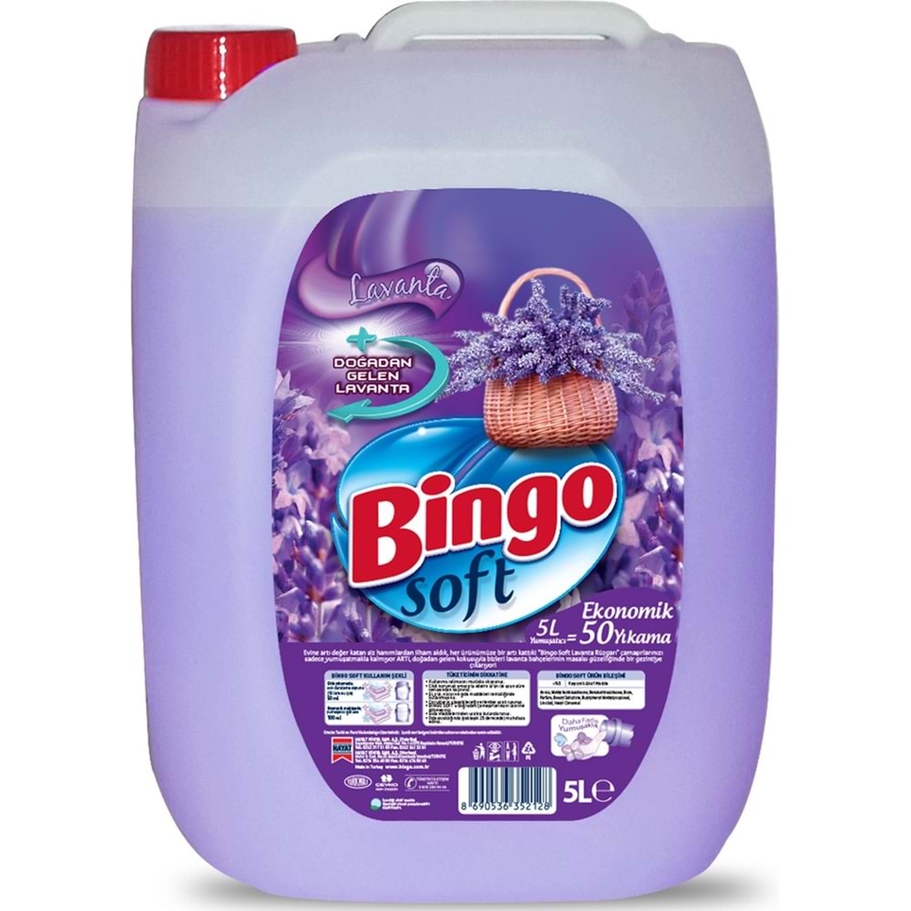 Bingo Soft Yumuşatıcı 20LT (4PK*5LT) Lavanta (200 Yıkama)