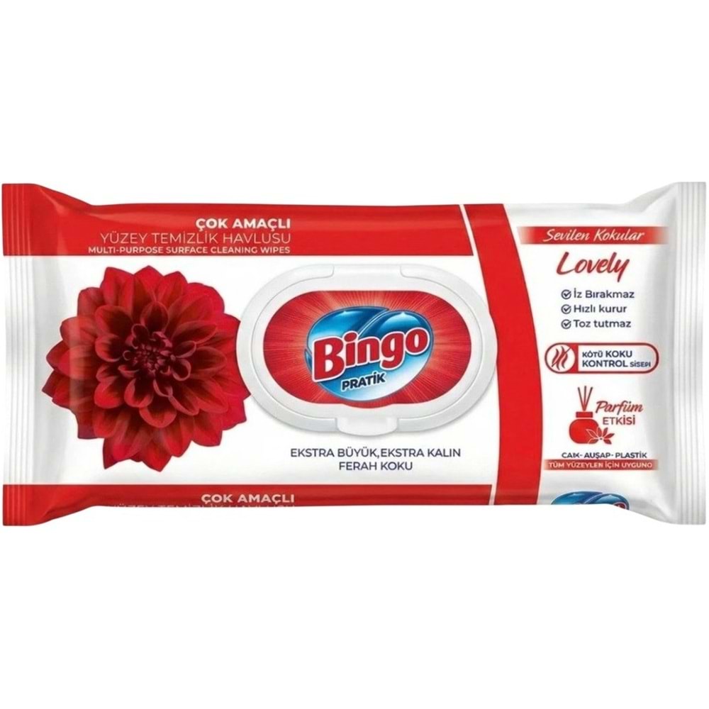 Bingo Clean Yüzey Temizlik Havlusu 96 Yaprak Sevilen Kokular Lovely - Gül (2 Li Set) 192 Yaprak