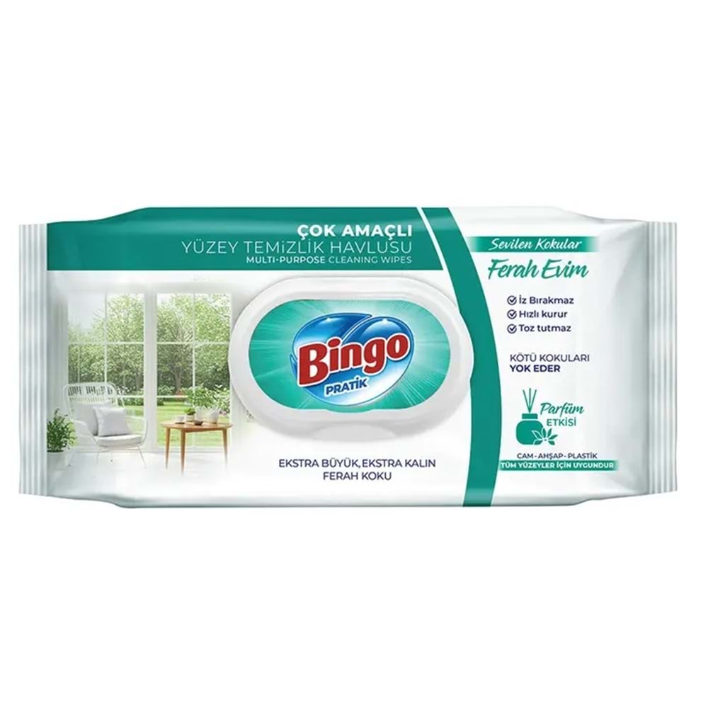 Bingo Clean Yüzey Temizlik Havlusu 96 Yaprak Sevilen Kokular Ferah Evim (4 Lü Set) 384 Yaprak