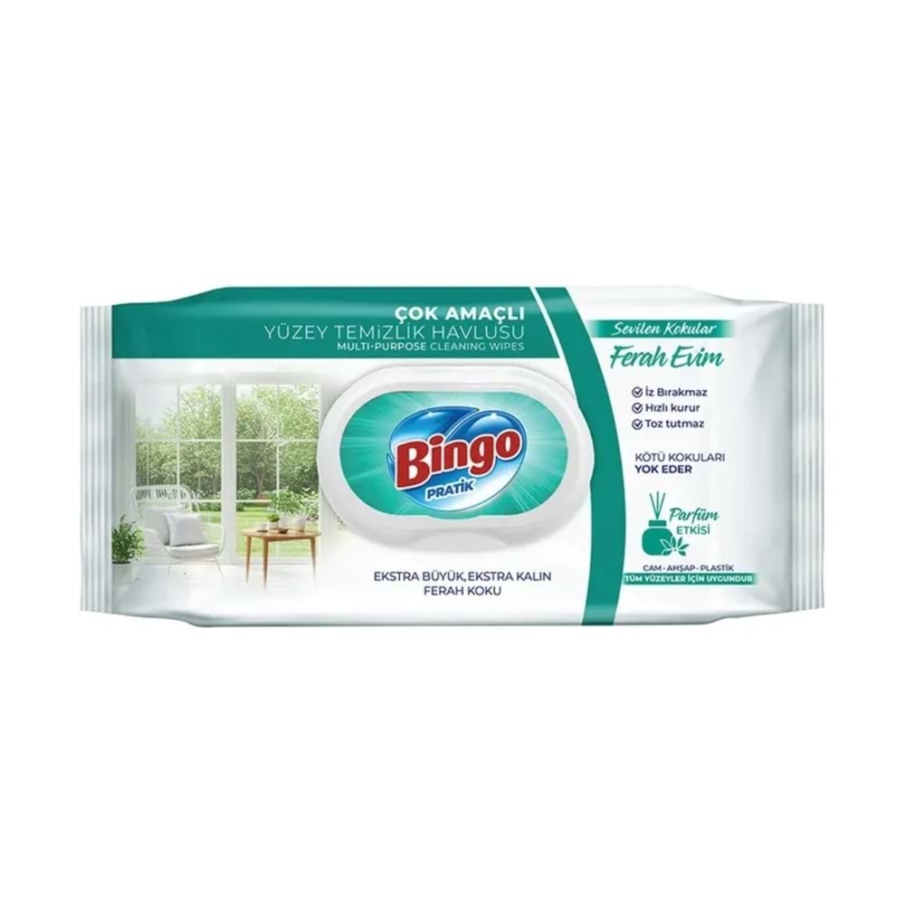 Bingo Clean Yüzey Temizlik Havlusu 96 Yaprak Sevilen Kokular Ferah Evim (12 Li Set) 1152 Yaprak