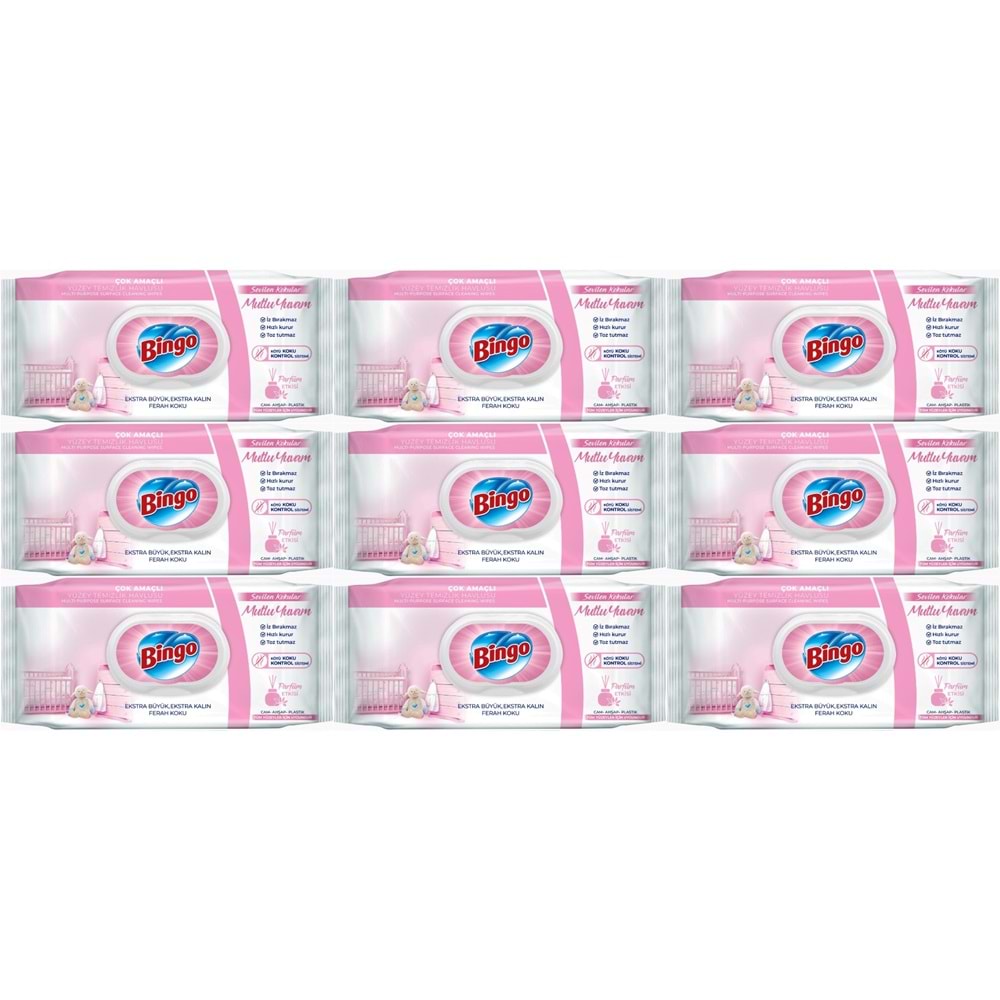 Bingo Clean Yüzey Temizlik Havlusu 96 Yaprak Sevilen Kokular Mutlu Yuvam (9 Lu Set) 864 Yaprak