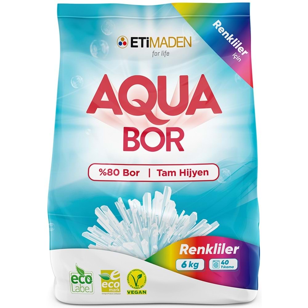 AquaBor Matik Toz Çamaşır Deterjanı 18KG (Renkliler İçin) 120 Yıkama (3PK*6KG)