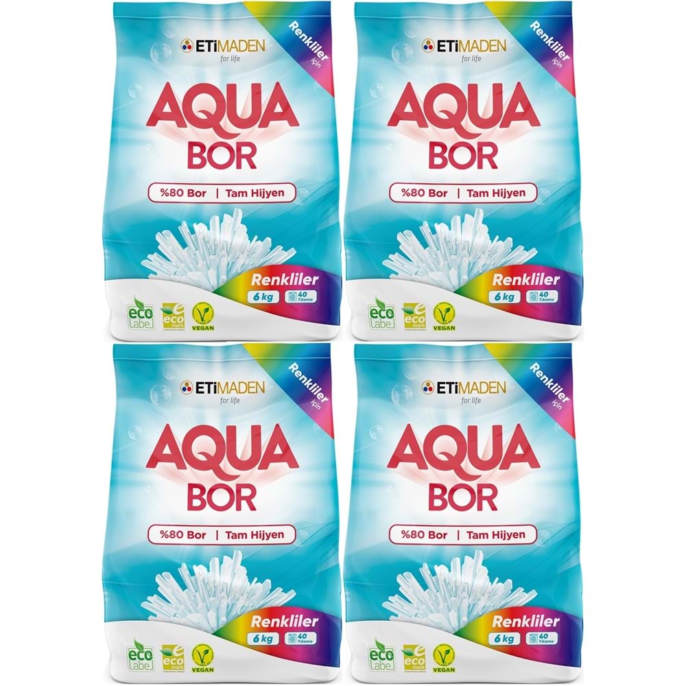 Boron AquaBor Matik Toz Çamaşır Deterjanı 24KG (Renkliler İçin) 160 Yıkama (4PK*6KG)