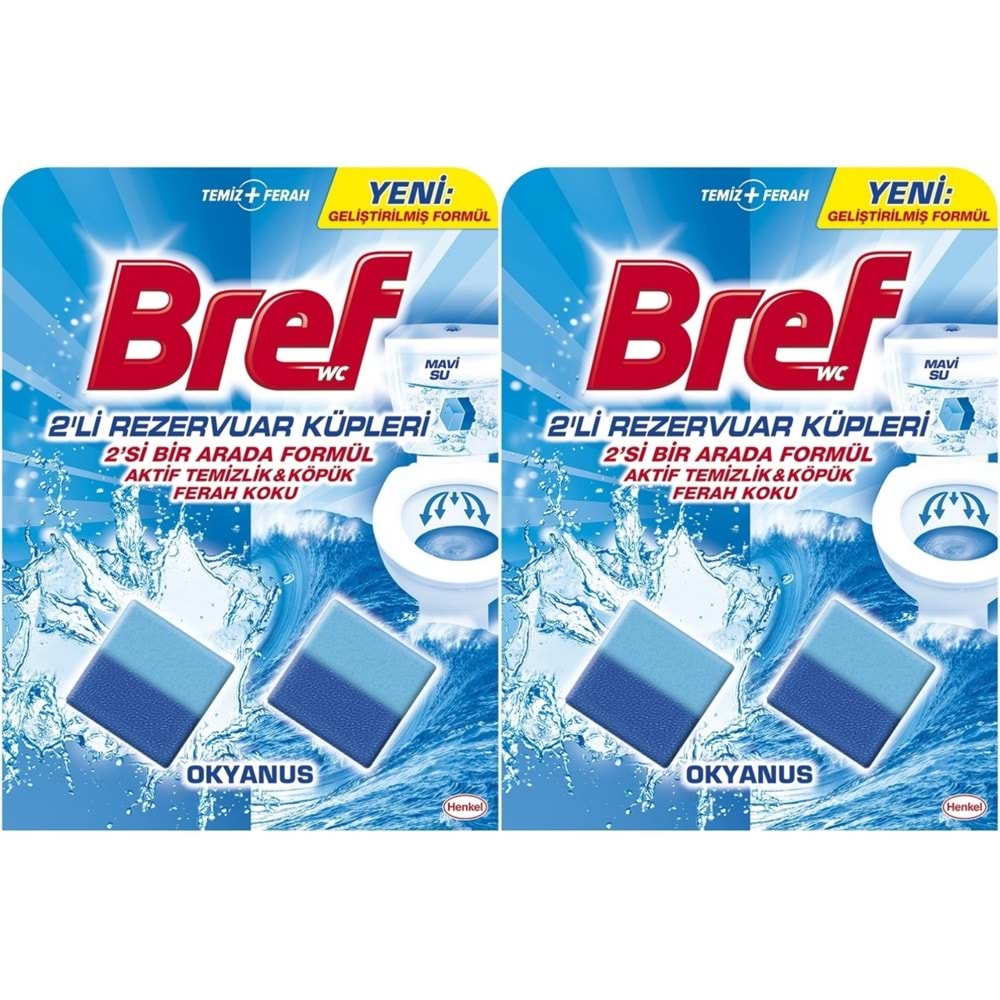 Bref Koku Giderici Jel Küpü - Okyanus (Klozet - Rezervuar - Tuvalet - Blok) (4 Lü Set) (2PK*2)