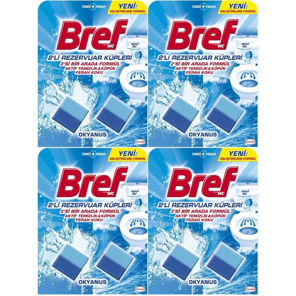 Bref Koku Giderici Jel Küpü - Okyanus (Klozet - Rezervuar - Tuvalet - Blok) (8 Li Set) (4PK*2)