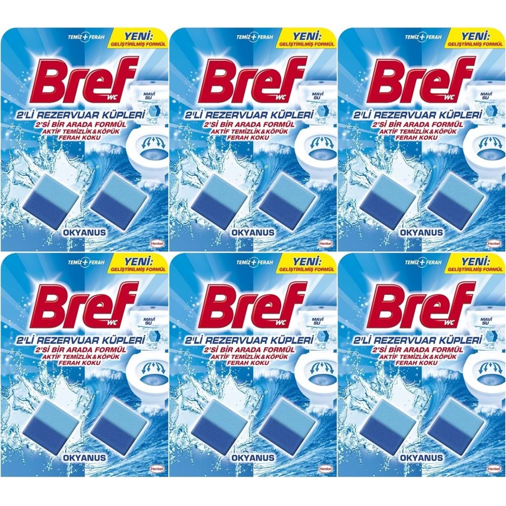 Bref Koku Giderici Jel Küpü - Okyanus (Klozet - Rezervuar - Tuvalet - Blok) (12 Li Set) (6PK*2)