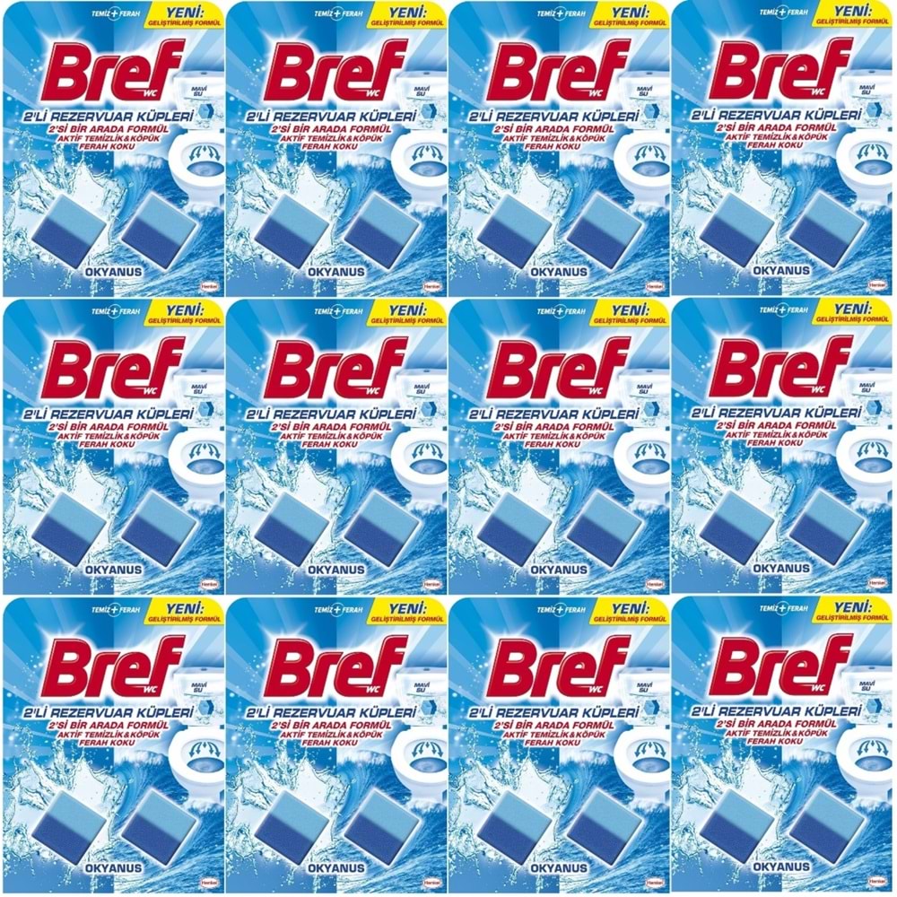 Bref Koku Giderici Jel Küpü - Okyanus (Klozet - Rezervuar - Tuvalet - Blok) (24 Lü Set) (12PK*2)