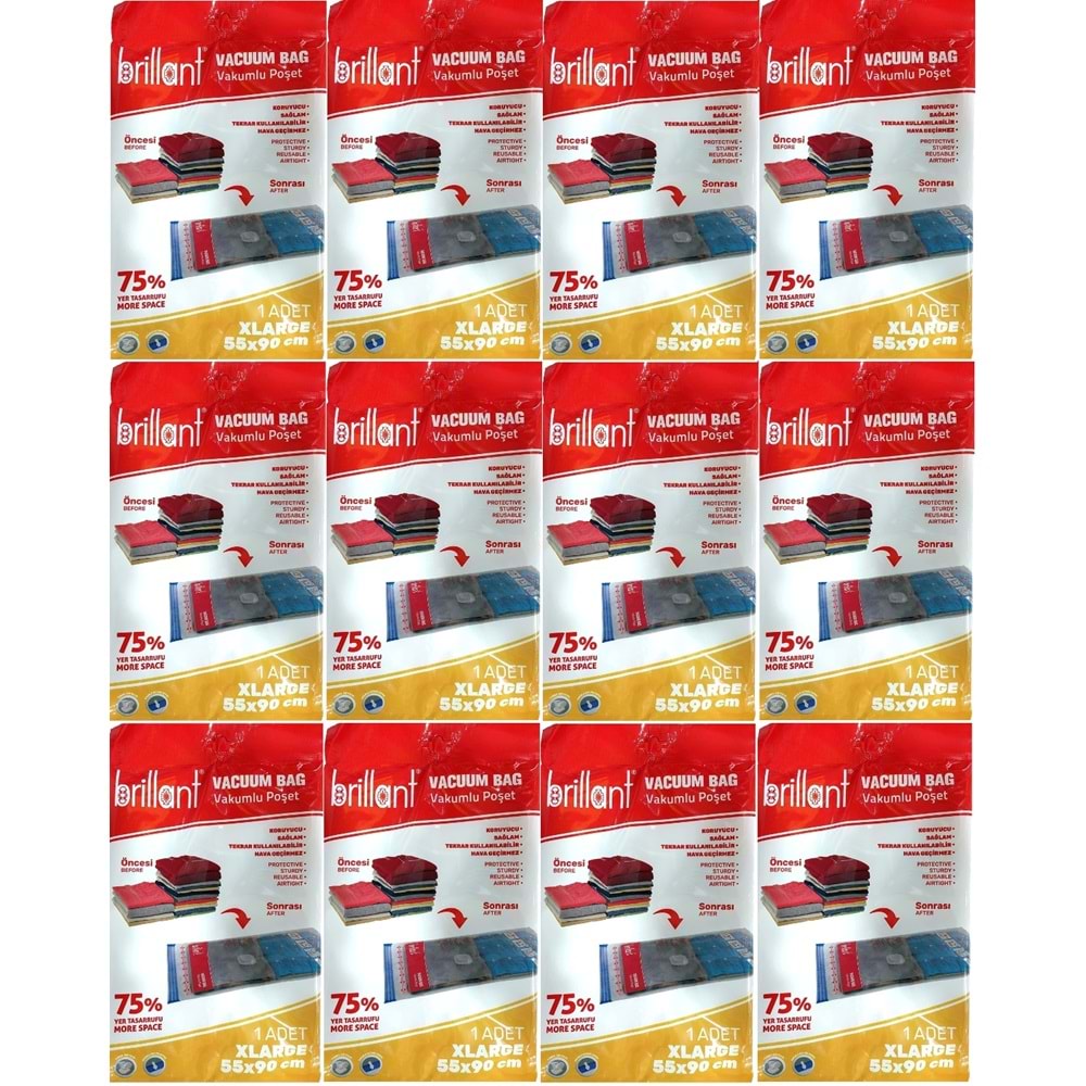 Brillant Vakumlu Poşet/Hurç 55*90CM XLarge (İç Adet 1) (12 Li Set)
