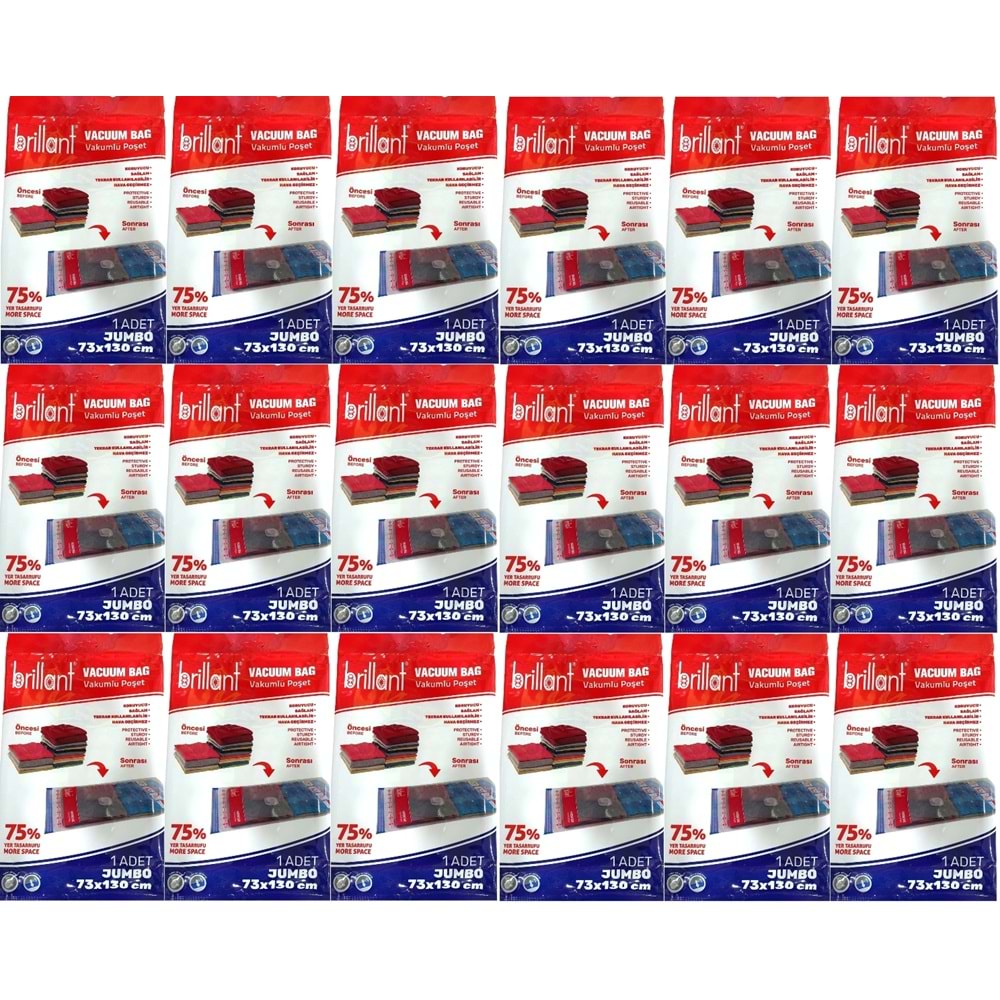 Brillant Vakumlu Poşet/Hurç 73*130CM Jumbo (İç Adet 1) (18 Li Set)