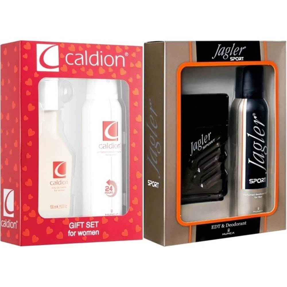 Caldion Parfüm Seti Kadın 100ML Classic & Jagler Erkek 90ML Sport + Deodorant (Karma 2 Li Set)